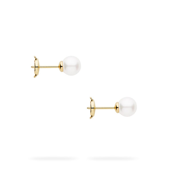 6.5&ndash;7 mm Akoya Pearl Earrings in Yellow Gold